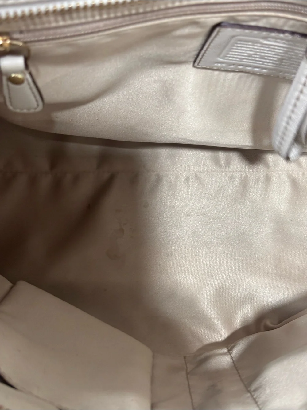 Coach white leather hampton carryall bag